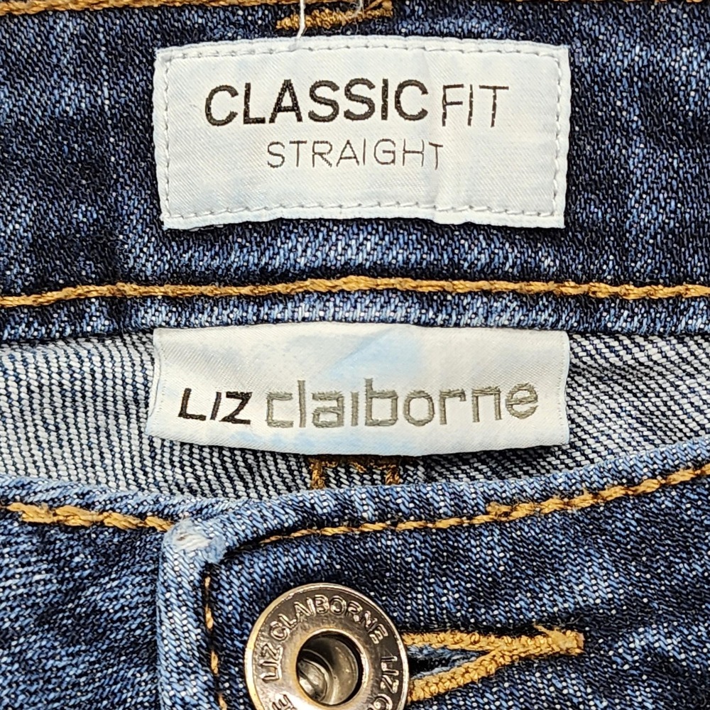 Liz Claiborne Jeans Womens 12 Blue Mid Rise Classic Fit Straight Stretch Denim - Picture 5 of 12